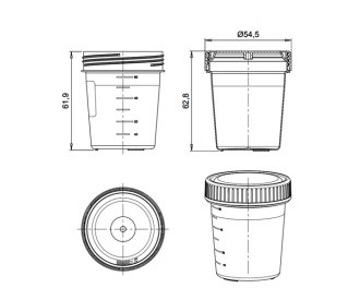 Контейнер одноразовый, 60 мл, ПП, стерильный, инд. уп., 1 шт./уп., 400 шт./кор., Перинт