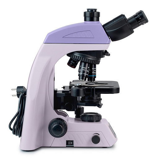 Микроскоп Magus Bio 260T, прямой, тринокуляр/бинокуляр, СП, планахромат 4×, 10×, 40×, 100× (вид сбоку)