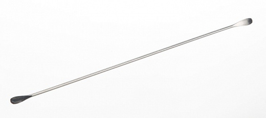 Шпатель двухсторонний, закруглённый, изогнутый, длина 150 мм, лопатка 15×7 мм, диаметр ручки 2,5 мм, нержавеющая сталь, тип 1