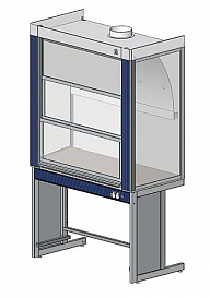 Шкаф вытяжной общего назначения, ширина 120 см, корпус – металл, столешница – н/ж сталь, 2 подъемных экрана, раковина