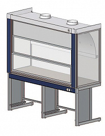 Шкаф вытяжной общего назначения, ширина 180 см, глубина 70 см, корпус – металл, столешница – цельная керамика Fridurit 20, 2 подъемных экрана