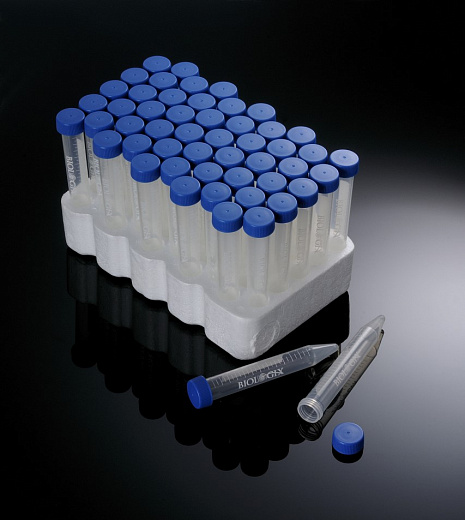 Пробирки 15 мл, тип Фалькон, ПП, конические, резьбовые, плоская крышка, стерильные, 50 шт.